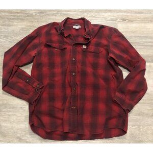 Carhartt Long-Sleeve Flannel Shirt Men Size Large Red Black‎ Plaid Work Grunge